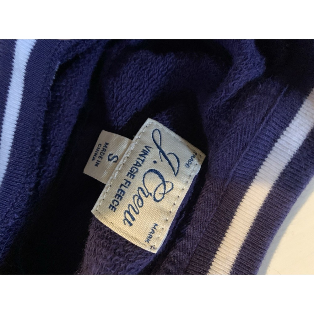 J Crew Vintage Fleece Striped Preppy Crewneck Sweatshirt Tennis embroidery Sz Sm - Picture 3 of 7